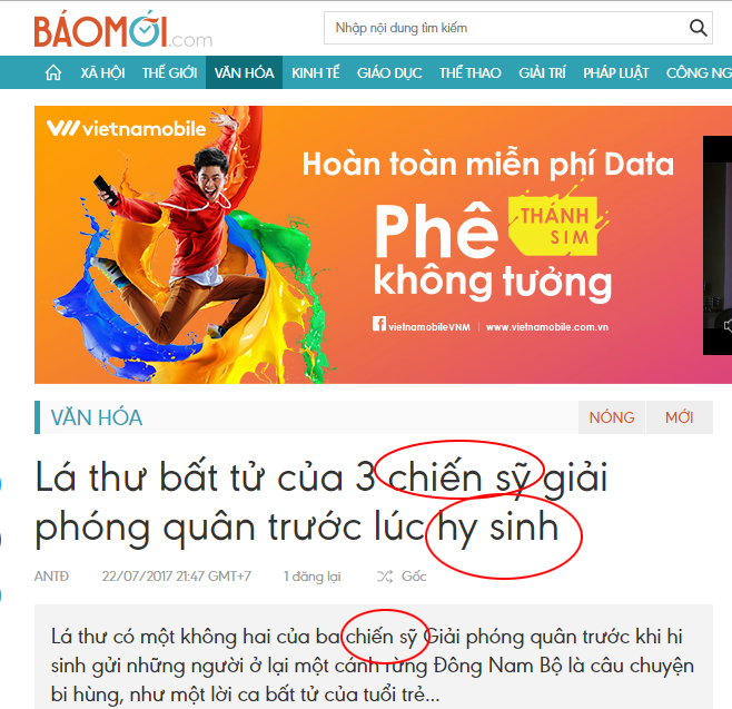 Bài viết trên trang báo mới