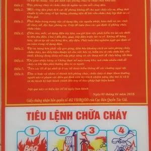 Nội quy tiêu lệnh chữa cháy mica chung
