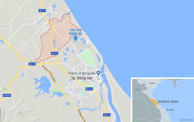Xã Lý Trạch (vùng khoanh đỏ), nơi xảy ra vụ cháy. Ảnh: Google Maps.