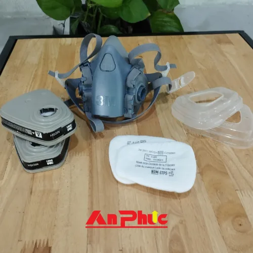 Mặt nạ phòng độc 3M 7501 + Phin lọc 3M 6001 + tấm lọc + nắp giữ