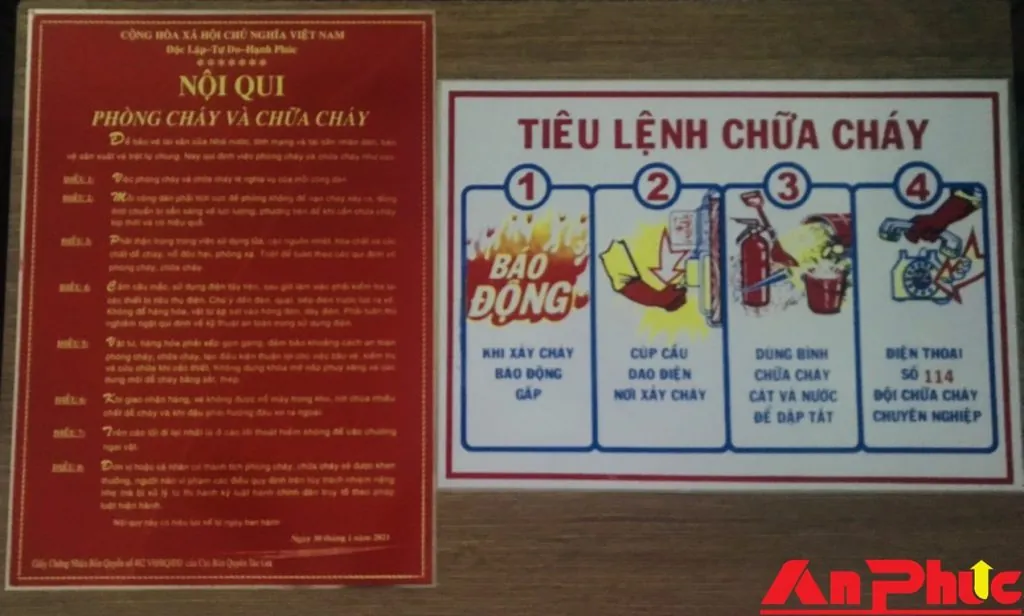 Nội quy tiêu lệnh PCCC bằng thiếc