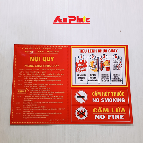 Nội quy tiêu lệnh PCCC và cấm lửa cấm hút thuốc chung chất liệu nhựa dẻo