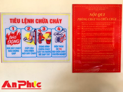 Bộ nội quy tiêu lệnh PCCC bằng mica